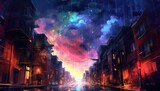 Fototapeta Nowy Jork - Stunning night sky backdrop painting