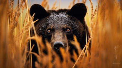 Wall Mural - bear grizzly hidden predator photography national geographic style 35mm documentary wallpaper