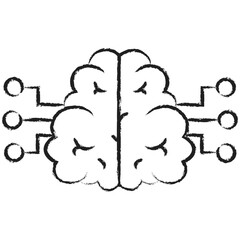 Sticker - Hand drawn Ai Brain icon