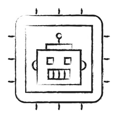 Sticker - Hand drawn Ai bot Cpu icon