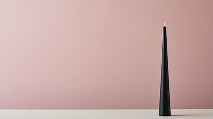 Wall Mural -  a tall black candle sitting on top of a white table.  generative ai