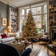Christmas tree, attractive living room, London, beautiful place, living room decorated with a Christma tree