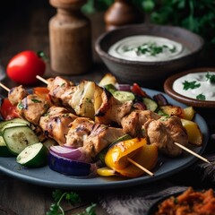 Wall Mural - lebanese shish tawook dish