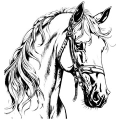 Poster - horse head black and white art