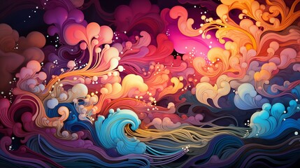 Canvas Print - Psychedelic Dreamscape Texture Background