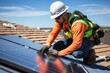 © Michael - An Engineer installing solar panels on a roof.