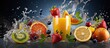 Fruit filled blender isolated juice and splash with copyspace for text