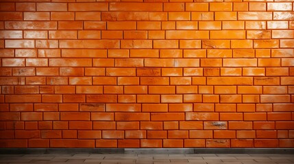 Poster - Pumpkin Orange Subway Tile Wall Texture Background