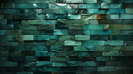 Poster - Teal Tiled Wall Texture Background