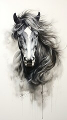 Naklejka na meble Drawing of a horse. Black and white charcoal