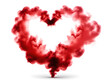 Red Smoke Clouds In The Shape of a Heart Against White Background