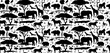 © Anastasiia Neibauer - African animals in the habitat seamless pattern. Vector black silhouette illustration of wildlife on white background. Wild nature wallpaper.