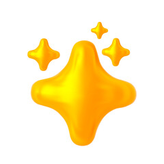 Aufkleber - 3d icon gold stars in cartoon style. Feedback concept for customer ratings, holidays. 3D vector illustration 