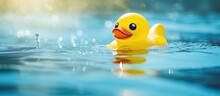 Childhood Symbol A Yellow Rubber Duck Swimming In A Pool Representing Fun And Friendship