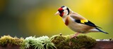Fototapeta  - British goldfinch Carduelis carduelis sitting in a garden Colorful finch from the UK