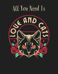 Wall Mural - animals cats all you need is love and cats