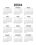 Fototapeta  - Calendário anual, calendário de 2024 com todos os meses: janeiro, fevereiro, março, abril, maio, junho, julho, agosto, setembro, outubro, novembro e dezembro. Planejamento Anual.