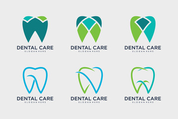Wall Mural - Dental care logo design template vector illustration with creative idea