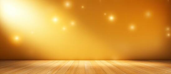 Poster - Empty studio space with a golden gradient backdrop and abstract lighting