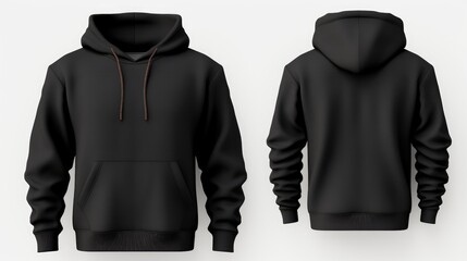 Wall Mural - front black hoodie, back black hoodie, set of black hoodies, black hoodie, black hoody, hoodie mockup, black hoodie mockup, graphic design hoodie template, black hoodie isolated, easy to cut out
