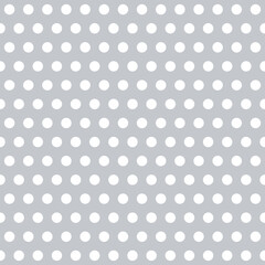 Poster - Polka dot seamless pattern. Grey and white dotted repeated background. Swatch template for textile, fabric, plaid, tablecloths, clothes. Vector wallpaper