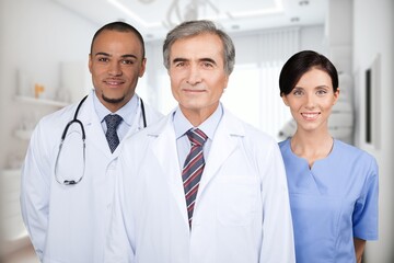 Wall Mural - Portrait of smiling medical nurse looking at camera, AI generated image