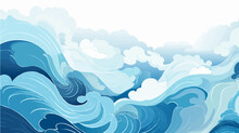 Hand Paint Seamless Doodle Simple Art. Wave Background.