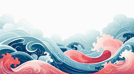 Wall Mural - hand paint Seamless doodle simple art. Wave background.