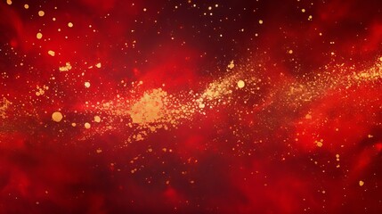 Wall Mural - Red and gold glittery liquid background with magical galaxy effect