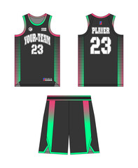 Wall Mural - Basketball jersey template design, basketball uniform mockup design, vector sublimation sports apparel design, jersey basketball ideas.