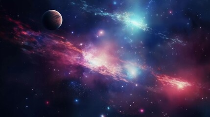 Wall Mural - space background featuring planets with shiny stars