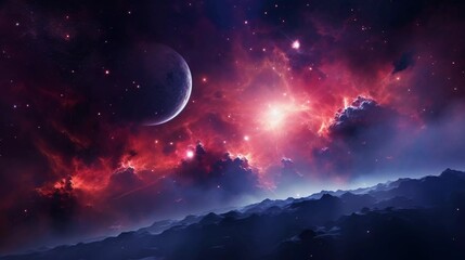 Wall Mural - space background featuring planets with shiny stars