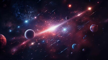 Wall Mural - space background featuring planets with shiny stars