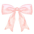 © AnNiStok - Decorative pink bow with long ribbon. Accessory little girl. Hand drawn watercolor illustration isolated on white background. For gender reveal party, baby shower, children's design