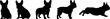french bulldog dog breed black silhouette logo set
