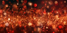Abstract Background With Red Bokeh Lights And Stars 3d Rendering, Generative AI Illustrations.