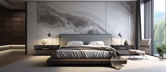 Poster - intelligent wall mounted display in contemporary lavish bedroom