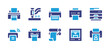 Printer icon set. Duotone color. Vector illustration. Containing printer, rolling machine, copier.