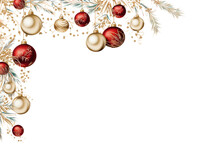 Christmas Border Background With Balls And Decorations