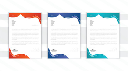 Vector modern business and corporate letterhead design template whit 3colors