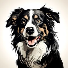 Wall Mural - Close up of dog's face on white background.