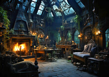 Interior Decoration, Interior Of The Witch House In The Dark Forest