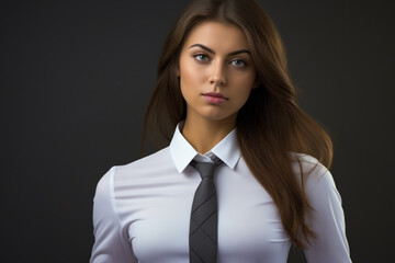 Sticker - Woman in white shirt and tie posing for picture.