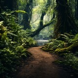 Fototapeta Las - Path Through the Enchanted Forest cinematic 4k