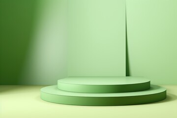 Poster - Minimalistic light green background for product presentation with podiums
