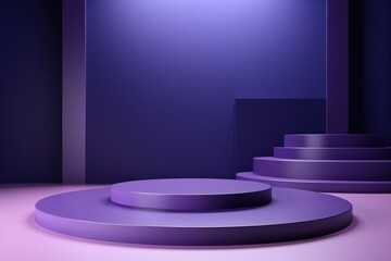 Poster - Minimalistic purple background for product presentation with podiums
