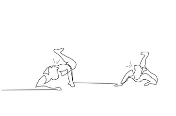 people racers falling down while running bad timing accident line art design