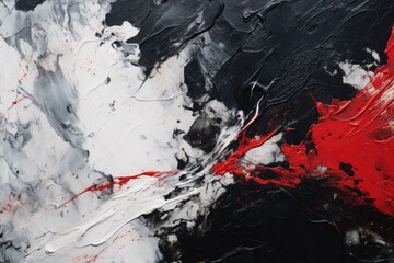 Wall Mural - Banner with abstract art, made with mixed black, white and red oil paint