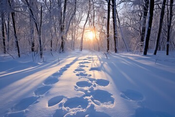 Wall Mural - footprints in untouched snow