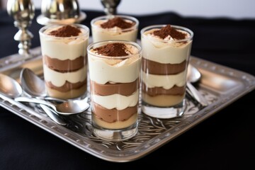 Poster - serving individual tiramisu cups to a guest